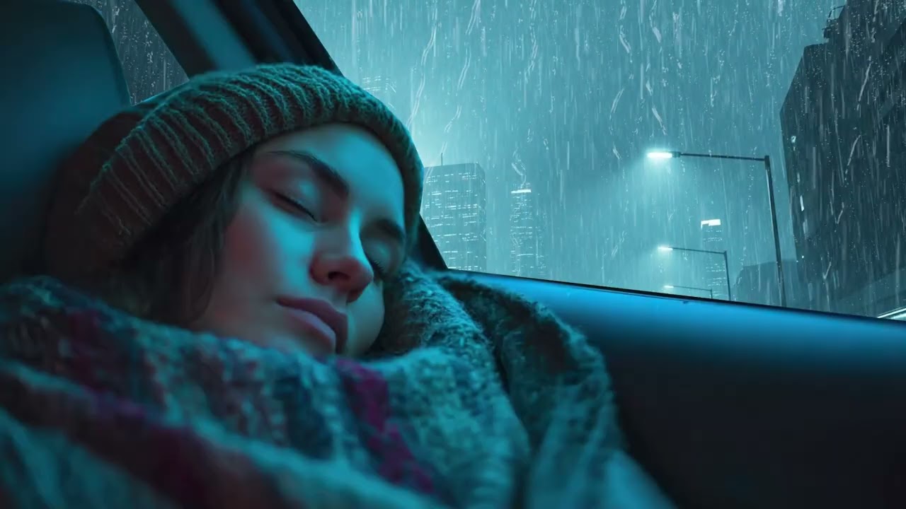 Relaxing Rain Sounds for Sleeping: Cozy Car Window Ambience, City Night, No Music, ASMR