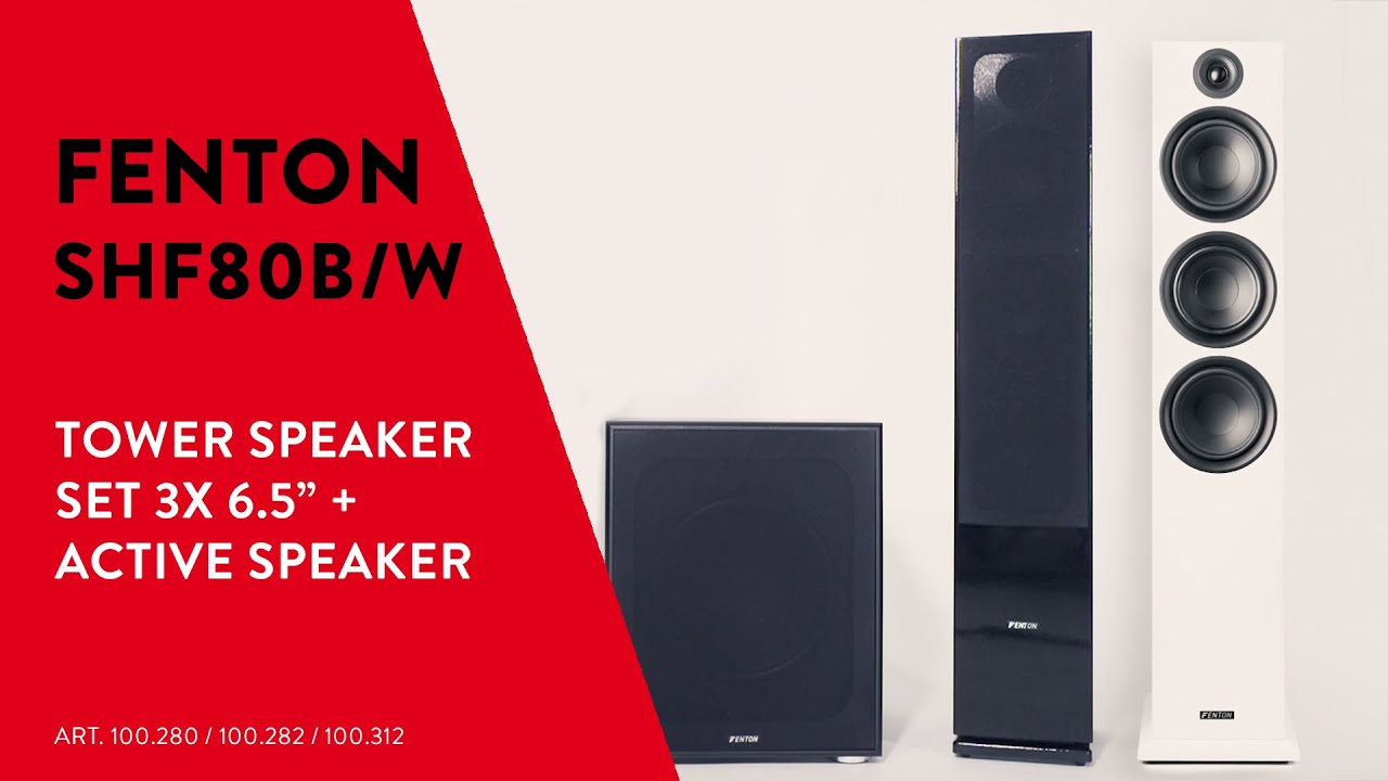 Fenton SHF80 Tower Speaker Sets 3x 6.5” - Black / White