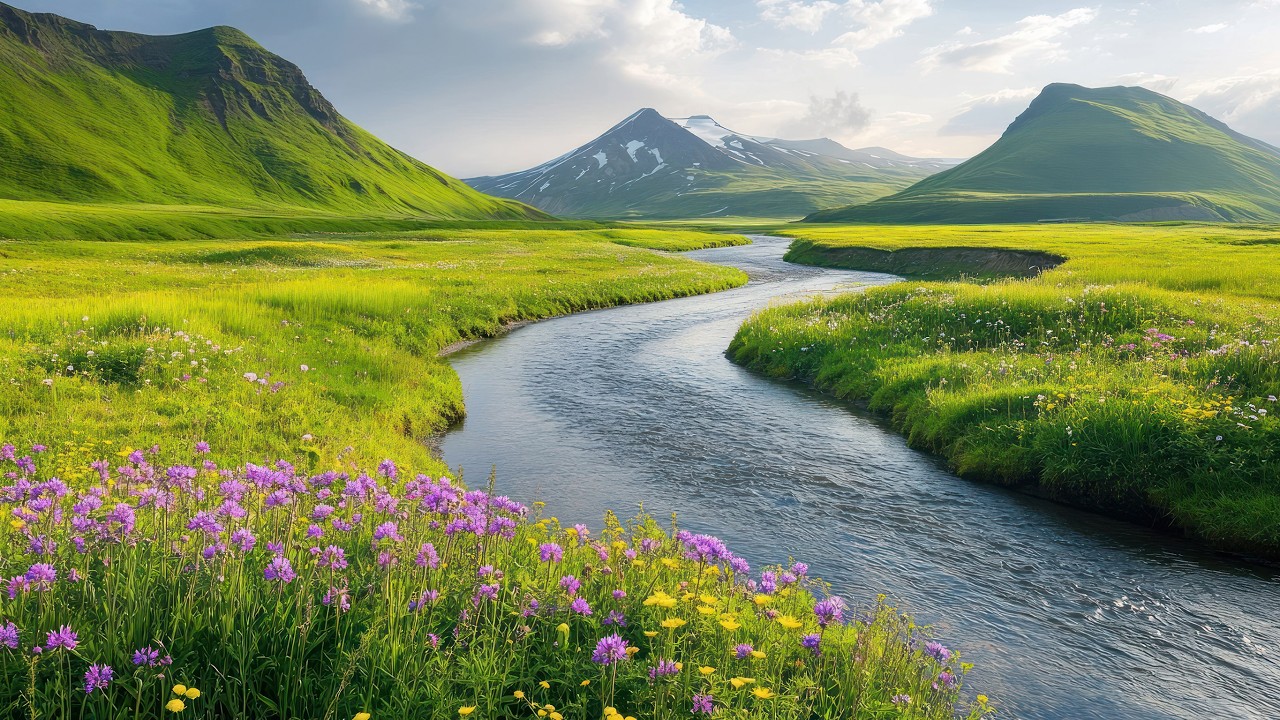 Flowing Mountain Stream 🌿 Peaceful Landscapes | Relaxing Music