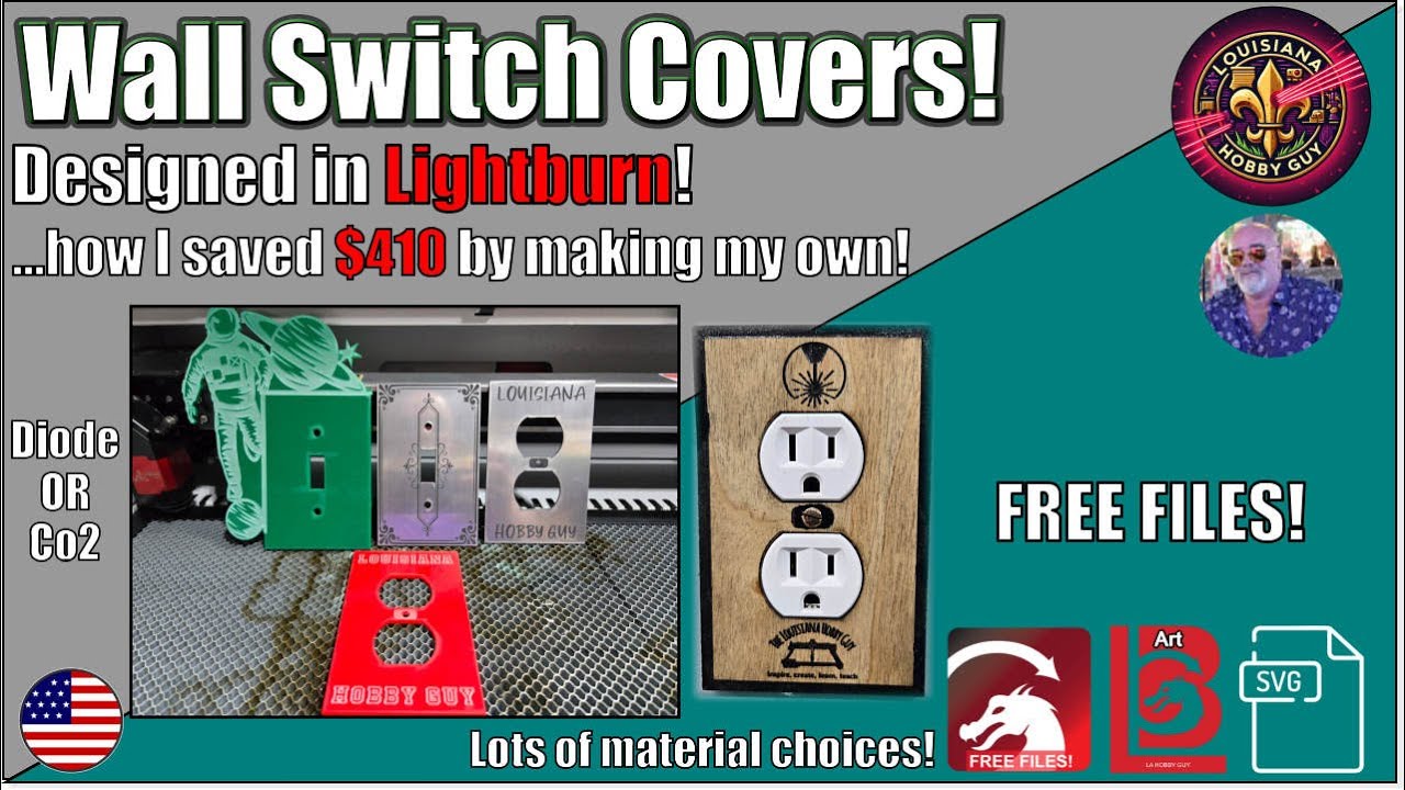 💡 Making your own wall outlet covers in Lightburn on ANY laser engraver!