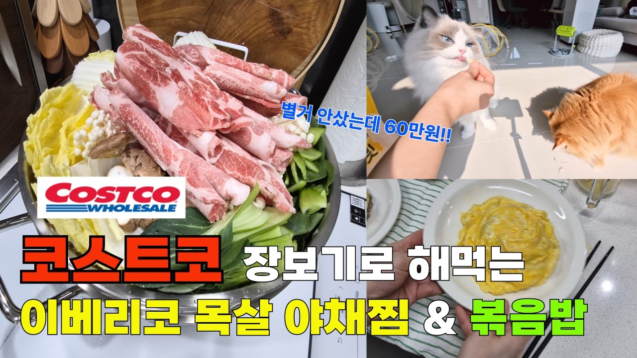 🛒3월 코스트코 장보기 | 🥩🥦🥬 이베리코 돼지목살 야채찜 집밥 & 아이들 볶음밥 🍄🥕🍳🍣 #코스트코#food#간단요리#볶음밥#야채찜#장보기