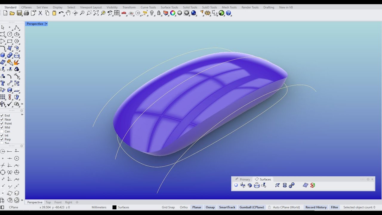 Make it in Rhino 8  21.1 - Model the Magic mouse using very few tools - part 2