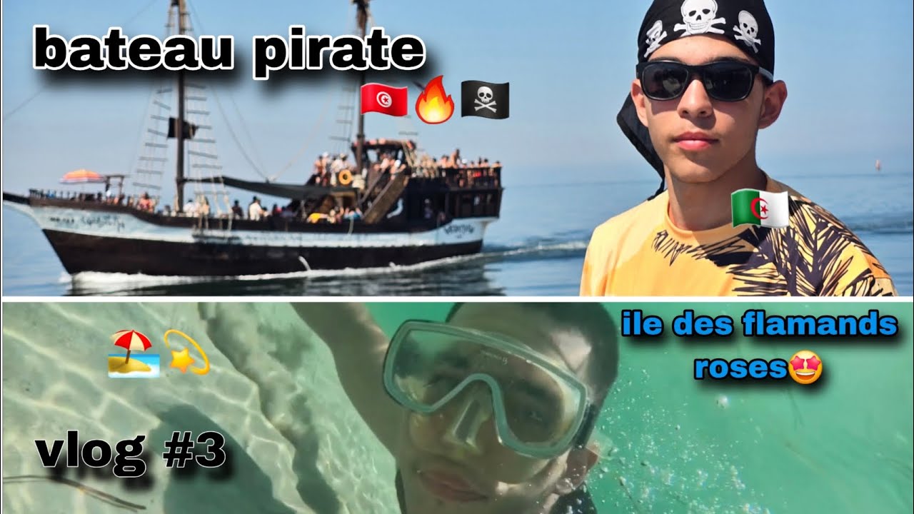 تحويسة بحرية من مناء جربة🇹🇳 إلى جزيرة 🏖 على متن سفينة القراصنة 💀🏴‍☠️.. bateau pirate djerba