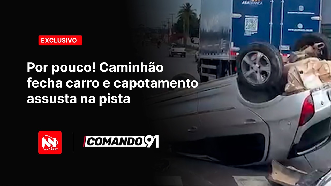 Por pouco! Caminhão fecha carro e capotamento assusta na pista