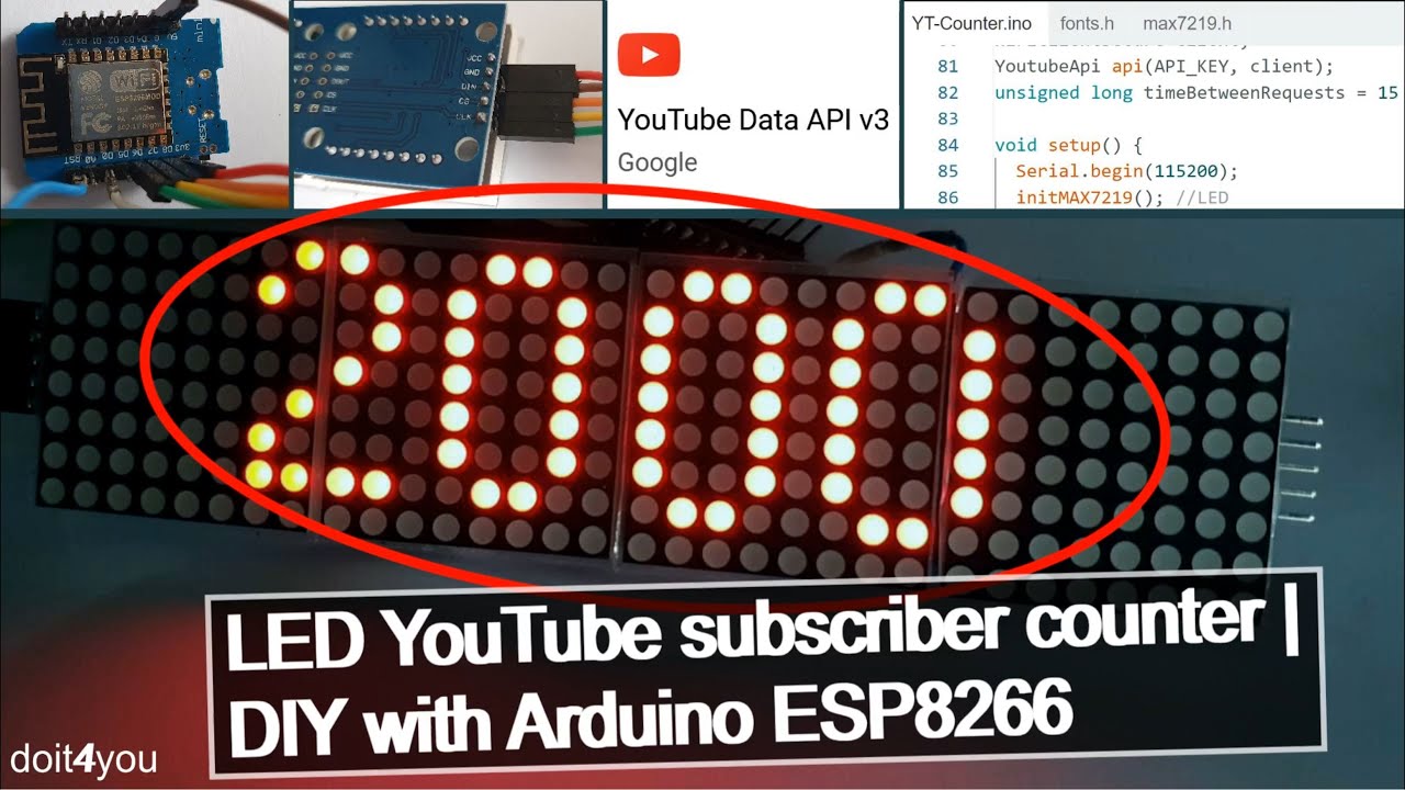 Светодиодный счетчик подписчиков YouTube - DIY с Arduino ESP8266