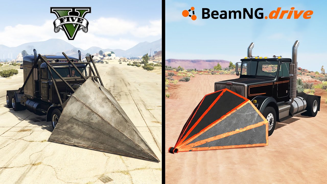 BeamNG drive T65 Ram Plow VS GTA 5 Ram Phantom Wedge