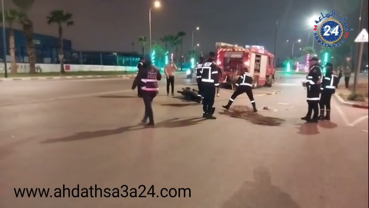 اصطدام مروع بين شاحنة ثقيلة ودراجة نارية في البرنوصي ليلة امس// تصوير يوسف بلالي//مونطاج حمزة ضنامي 