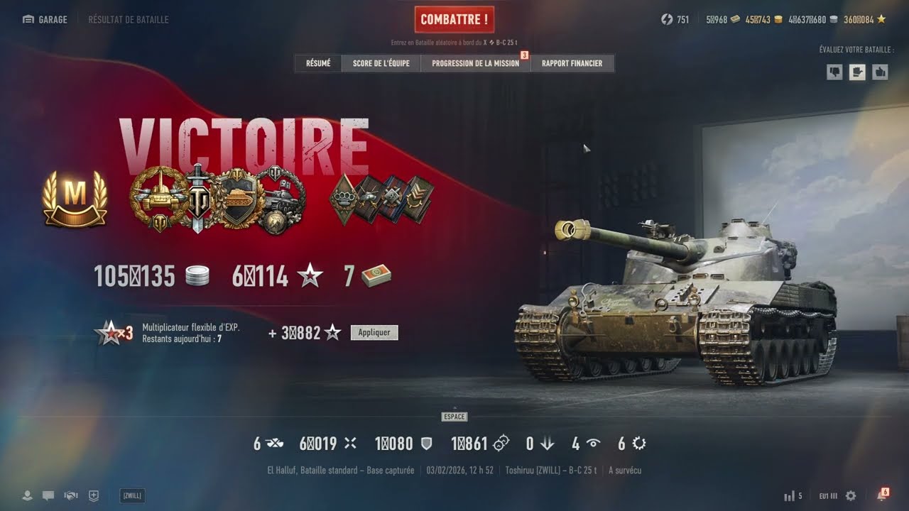 World of tanks - B-C 25 T , 6 Kills , ACE Tanker #wot