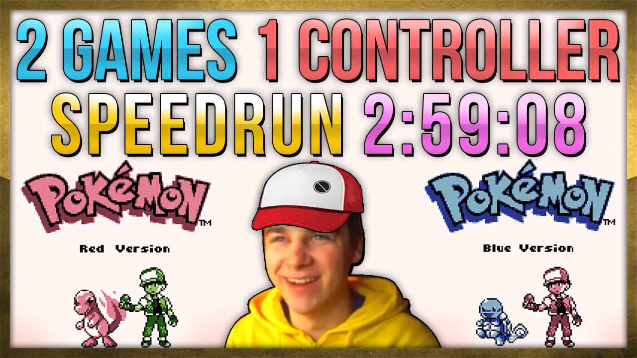 2 Games 1 Controller Pokemon Red + Blue Speedrun in 2:59:08