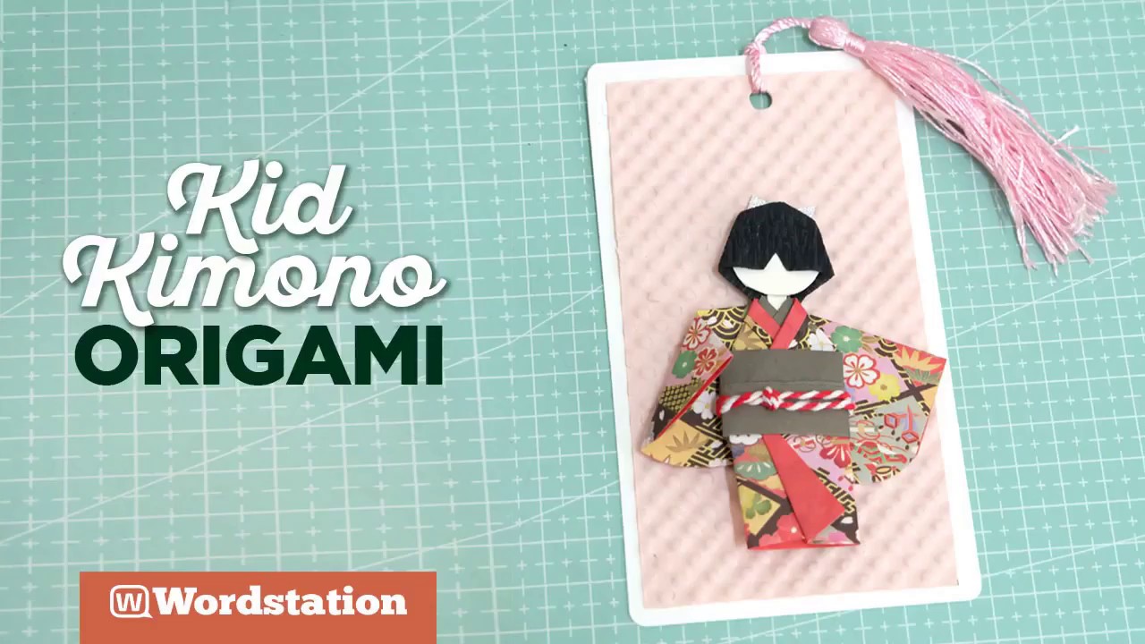 KAWAII!!!  Kimono Origami - girl paper doll as a bookmark  和紙人形 / washi ningyo/ shiori ningyo