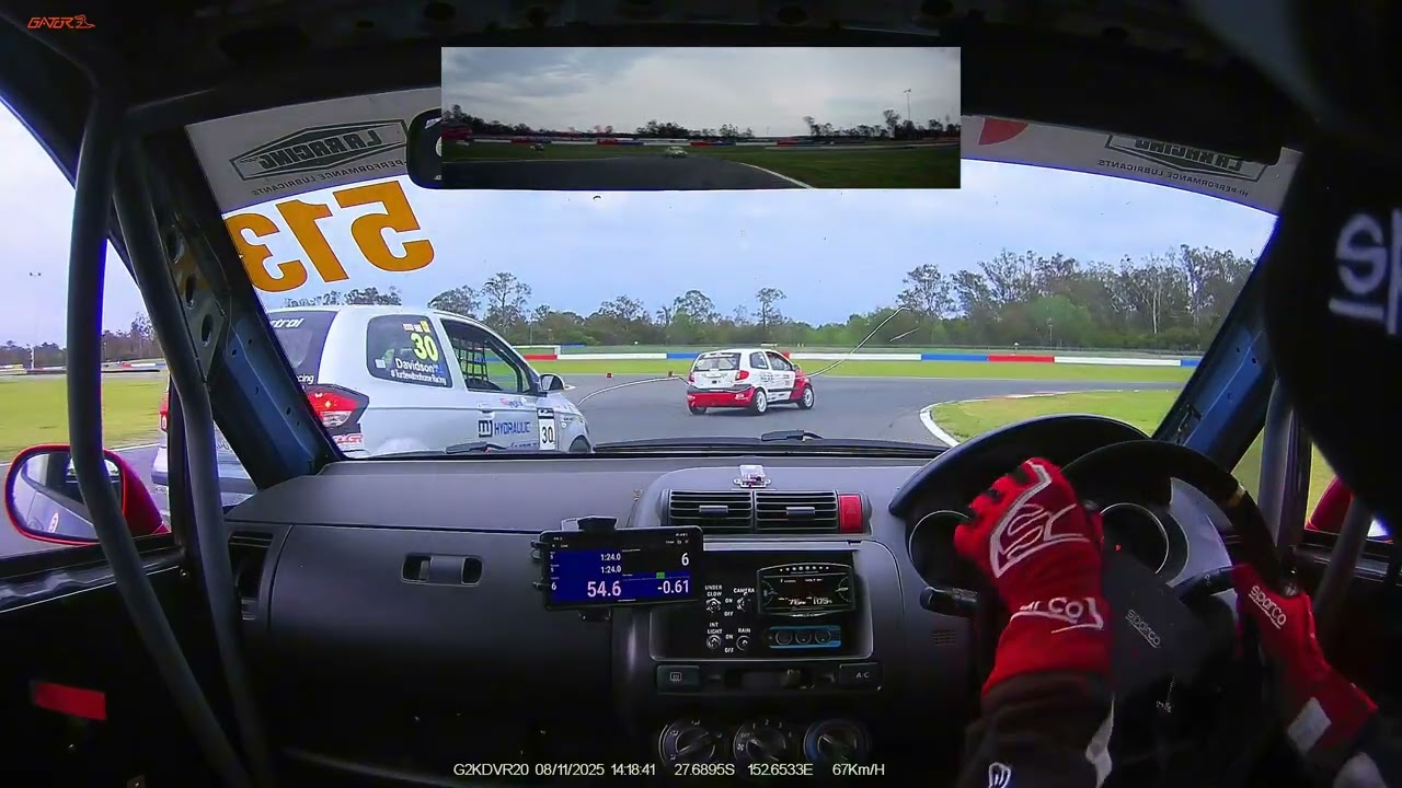 Hot hatch cup 2025 round 5 race 3 Queensland Raceway. From (almost) last to first