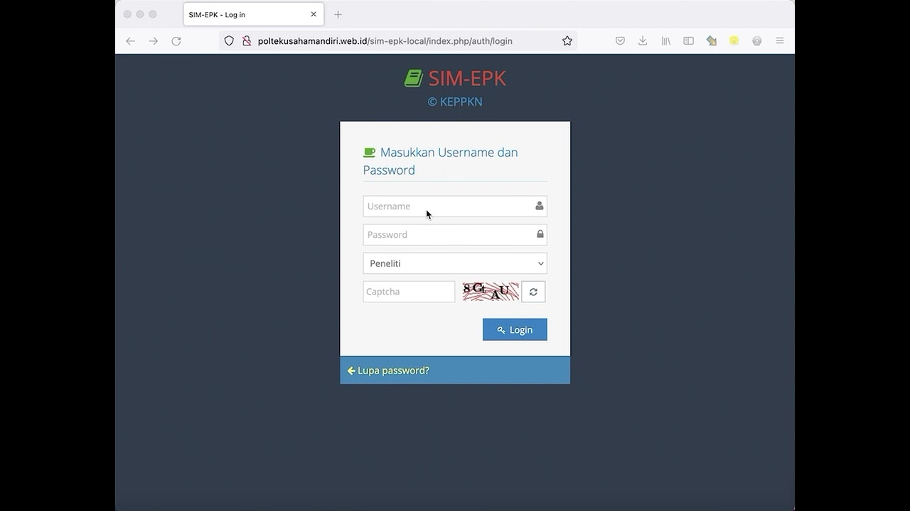 5 login teamKEPK di SIM EPK LOKAL