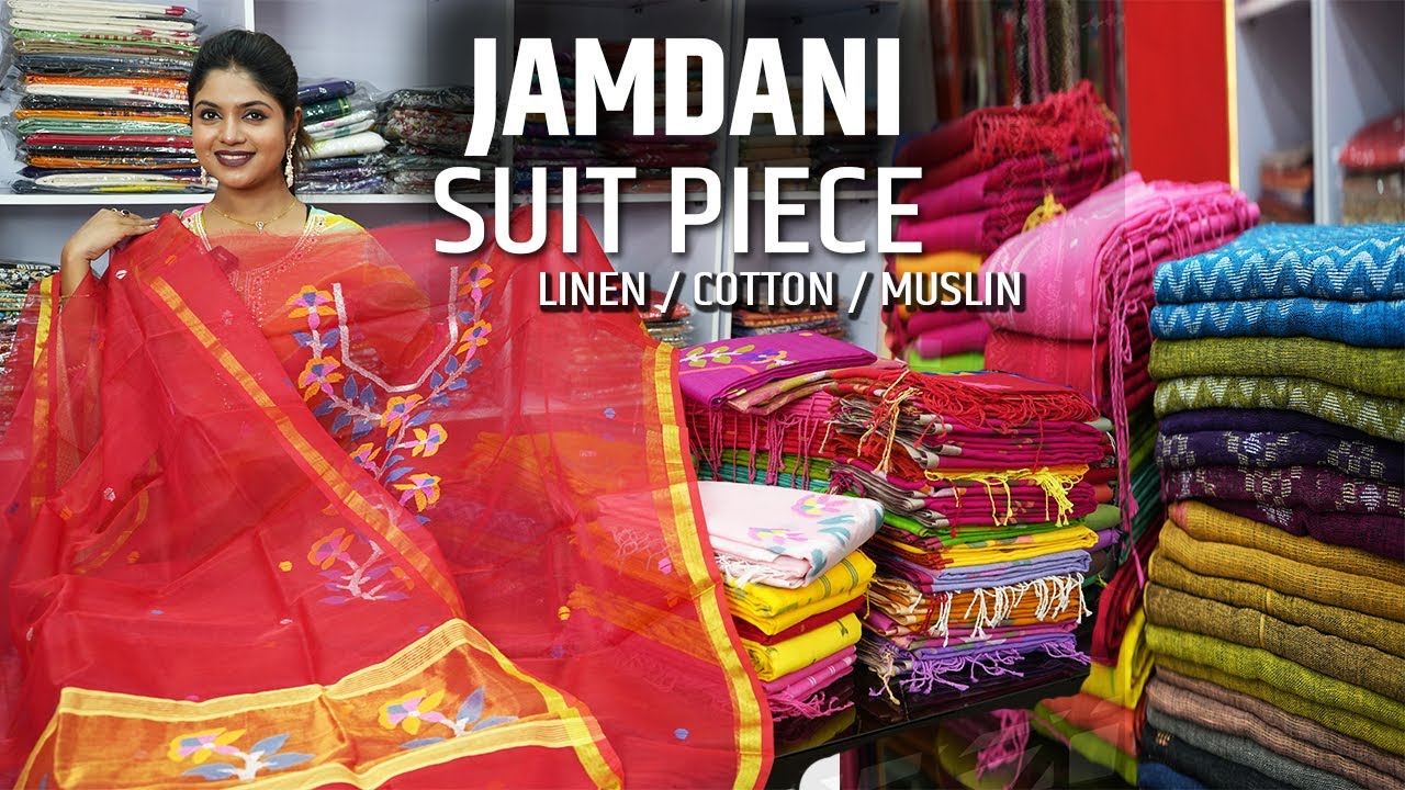 Hand Woven Jamdani Cotton, Linen, Muslin Suit Piece Wholesaler and Manufacturer