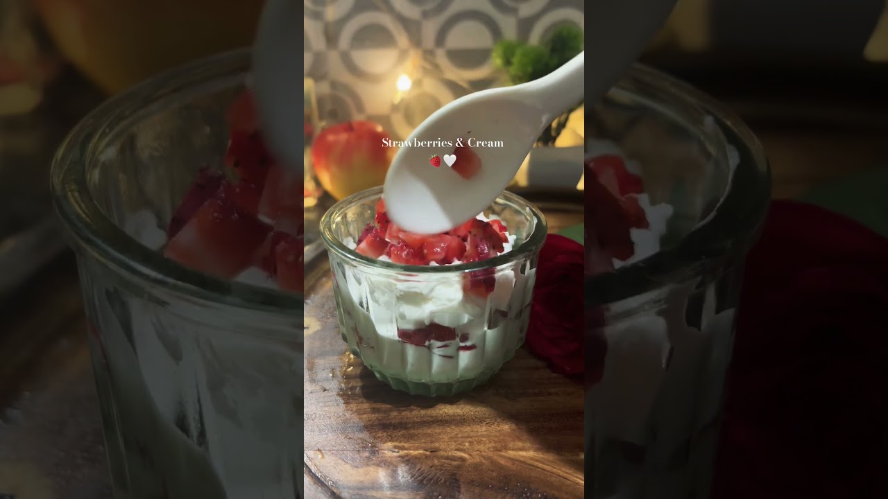 15 minutes strawberries & whipped cream recipe #homemade #easyrecipe #food
