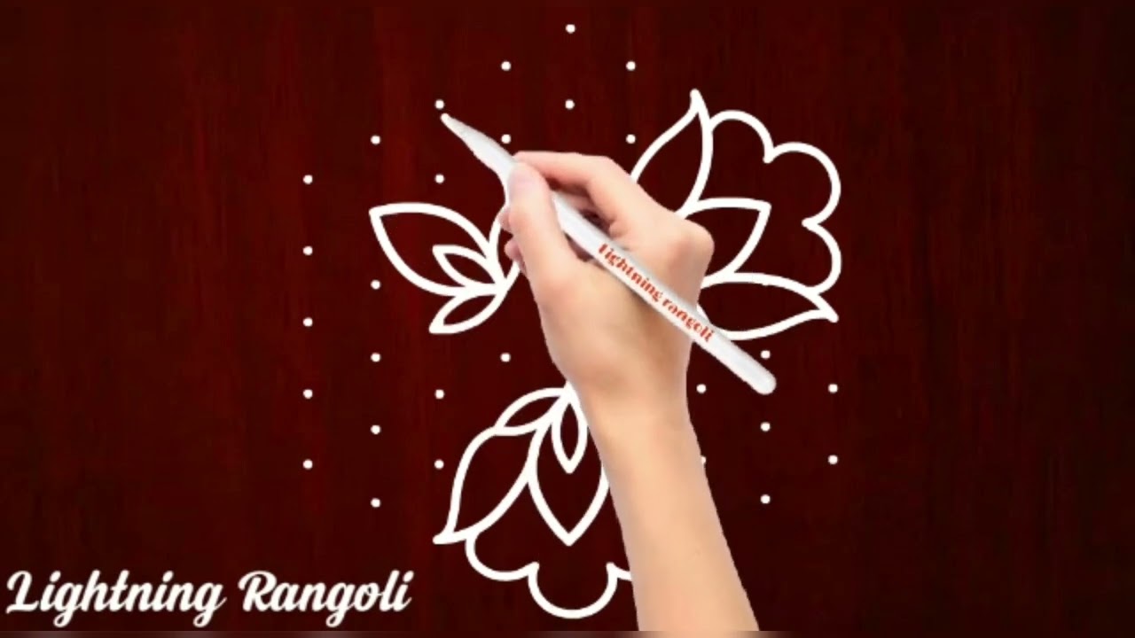 Easy and simple rangoli with dots | Lightning rangoli