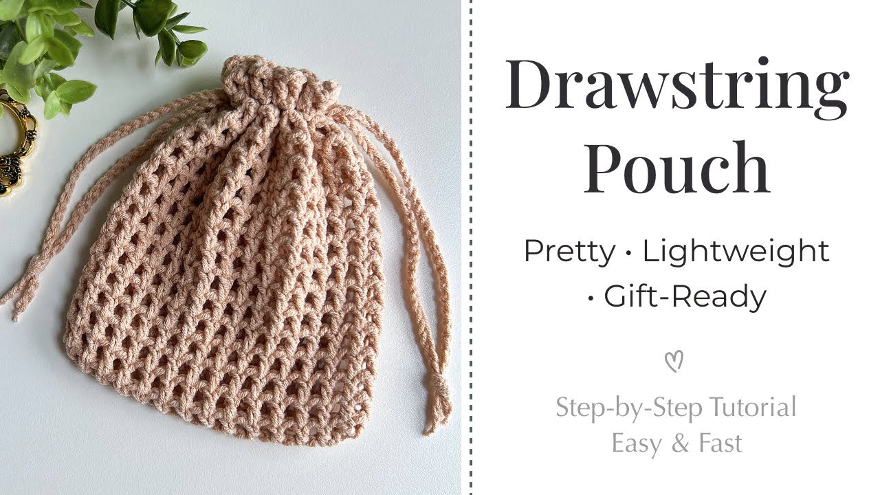 Crochet Mesh Stitch Drawstring Pouch - Easy, Elegant & Perfect as a Gift!