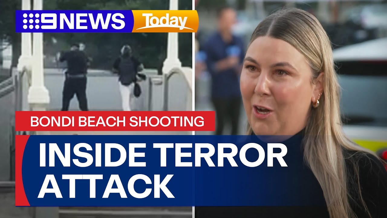 Witness describes Bondi Beach terror shooting as it unfolded | 9 News Australia