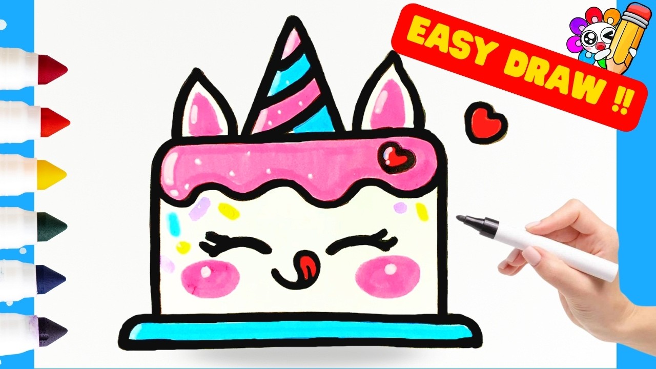 How to Draw a Unicorn Cake | Easy Lunar New Year Drawing for Kids