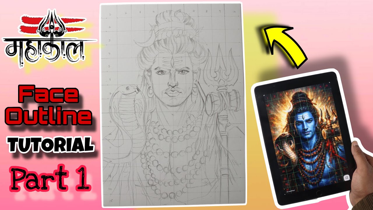 How to draw lord shiva face outline tutorial step by step tutorial part 1