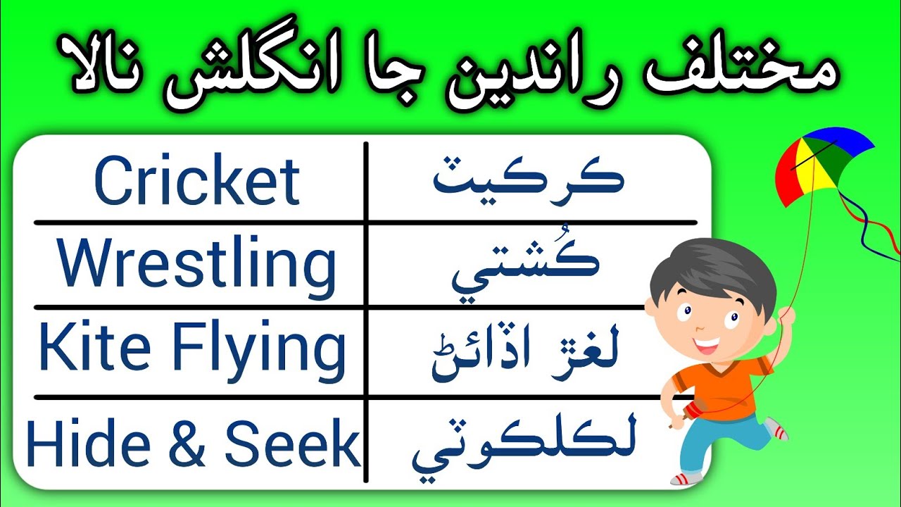Sports and games vocabulary in English with Sindhi meaning |English in Sindhi