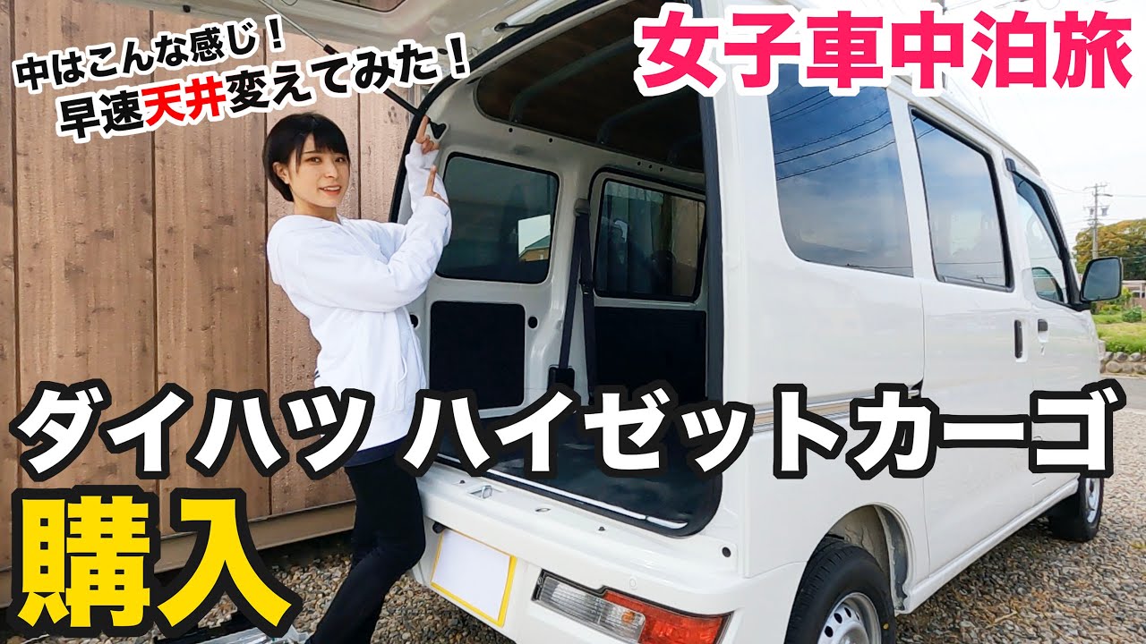 【軽バン購入】全国制覇の車中泊旅で乗る車を購入！早速天井を木目調に変えてみた！【ダイハツ ハイゼットカーゴ】