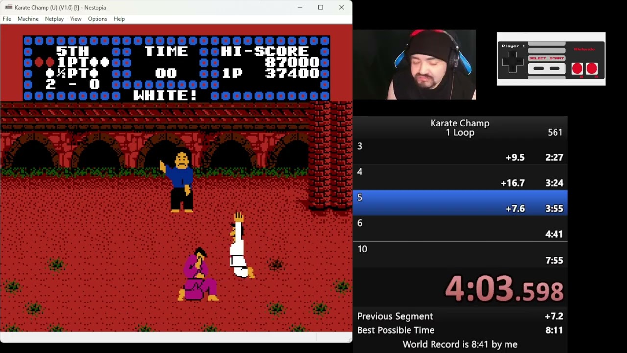Karate Champ *NES* 1 Loop 10 RNDS (NEW WORLD RECORD) TIME 8:39 VERIFIED