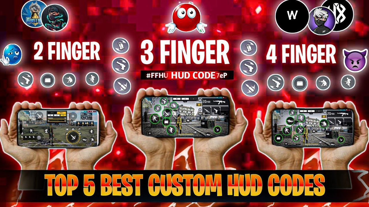 World's Best 2 Finger, 3 Finger & 4 Finger Custom HUD CODE 🥶⚙️ | TOP 5 FREESTYLE CUSTOM HUD  🇧🇷🌪️