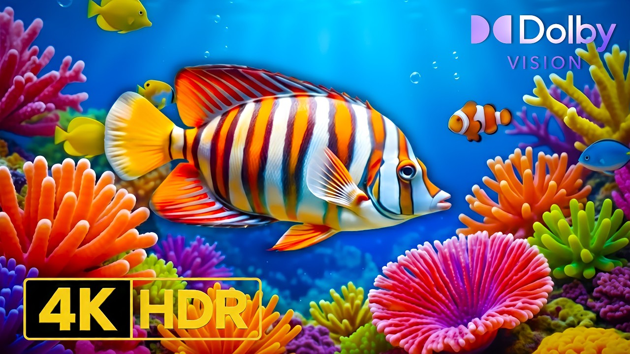 Natural Ocean Aquarium 4K ULTRA HD 🌙🐠 | Calm Reef Fish Atmosphere