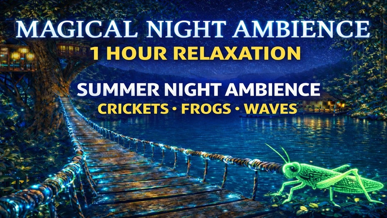 Magical Bioluminescent Treehouse Bridge 🌙 1 Hour Night Ambience for Sleep, Relaxation & Peace