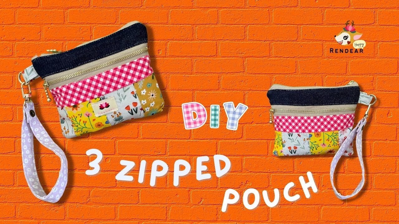 DIY Upcycling 3 zipper compact pouch | HappyRendear