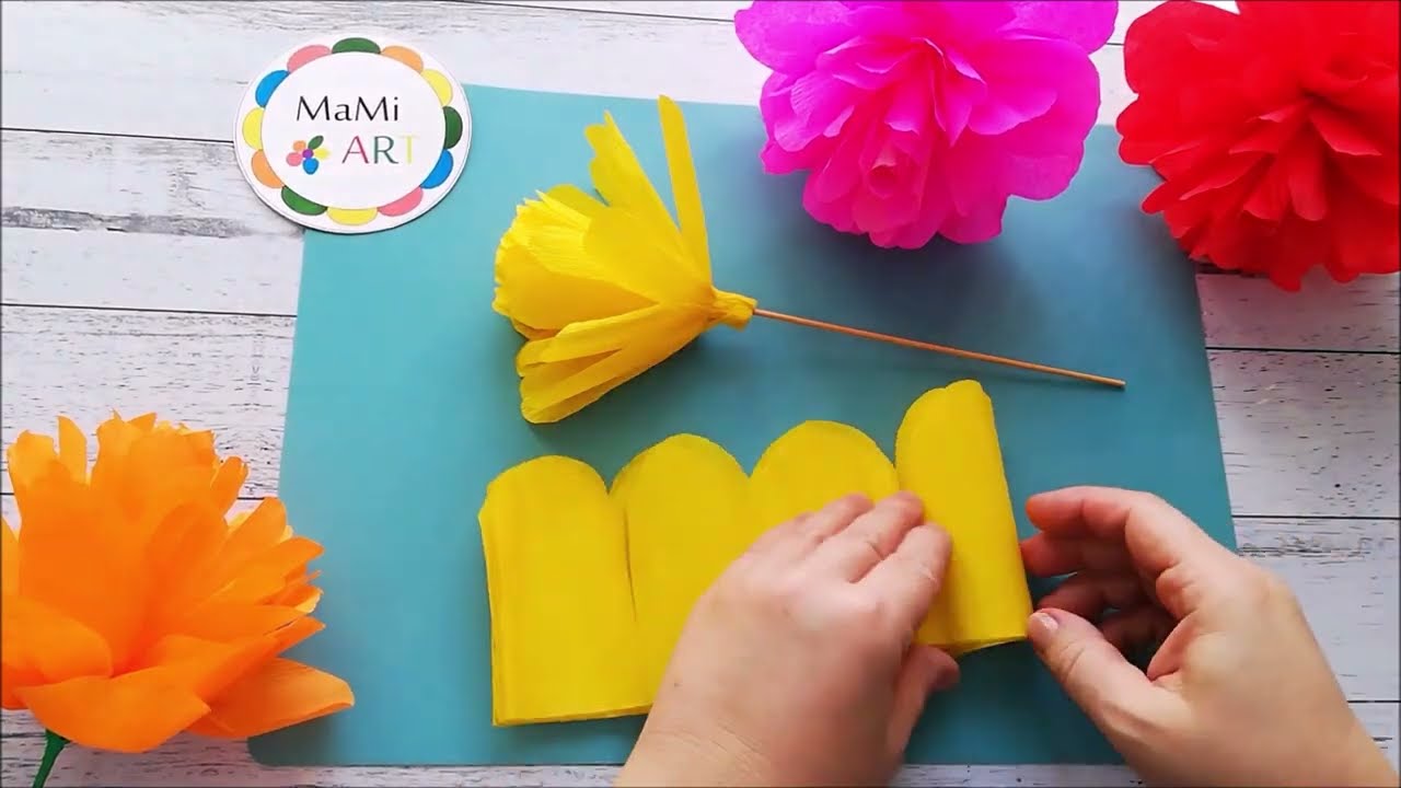 ŁATWY KWIATEK Z BIBUŁY marszczonej 🌺 🌸 🌼 | EASY CREPE PAPER FLOWER