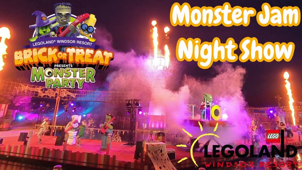 Monster Jam Live Show at Night Brick or Treat 2024 at LEGOLAND Windsor Resort
