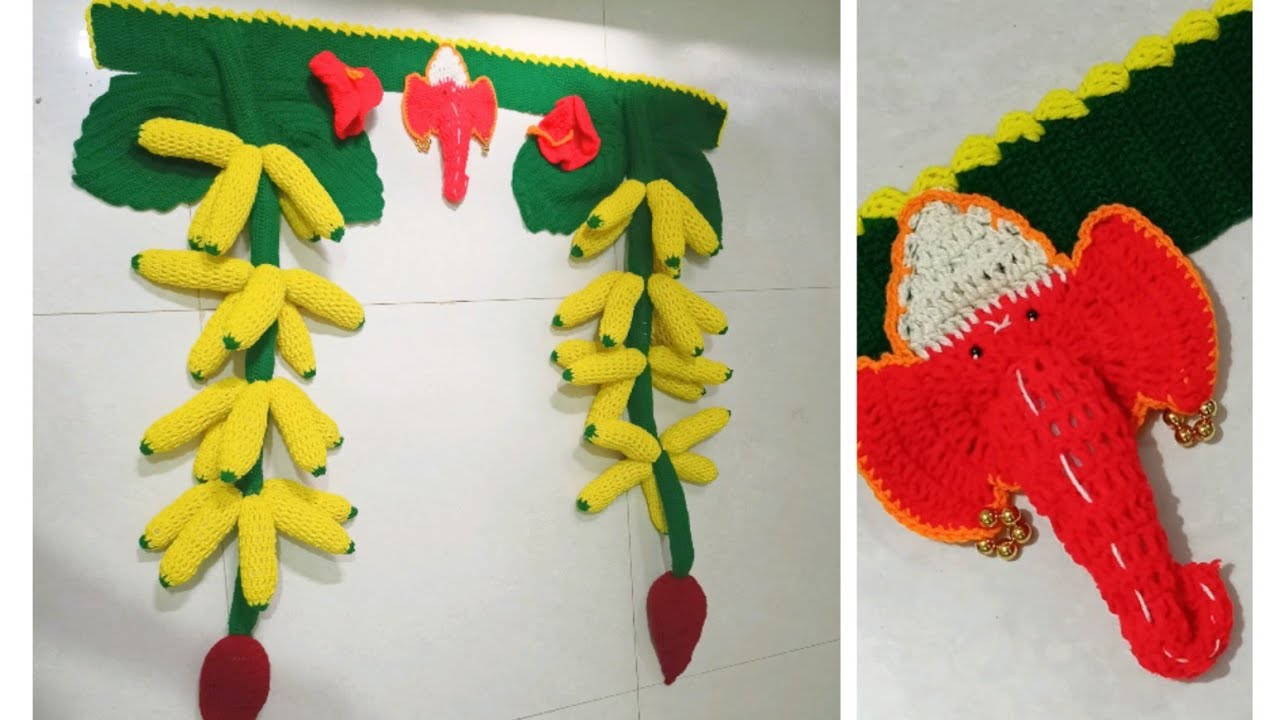 Banana Toran Making/ केले का तोरण/ Easy Crochet Banana Toran Pattern/ नई तोरण डिजाइन/Door Hanging