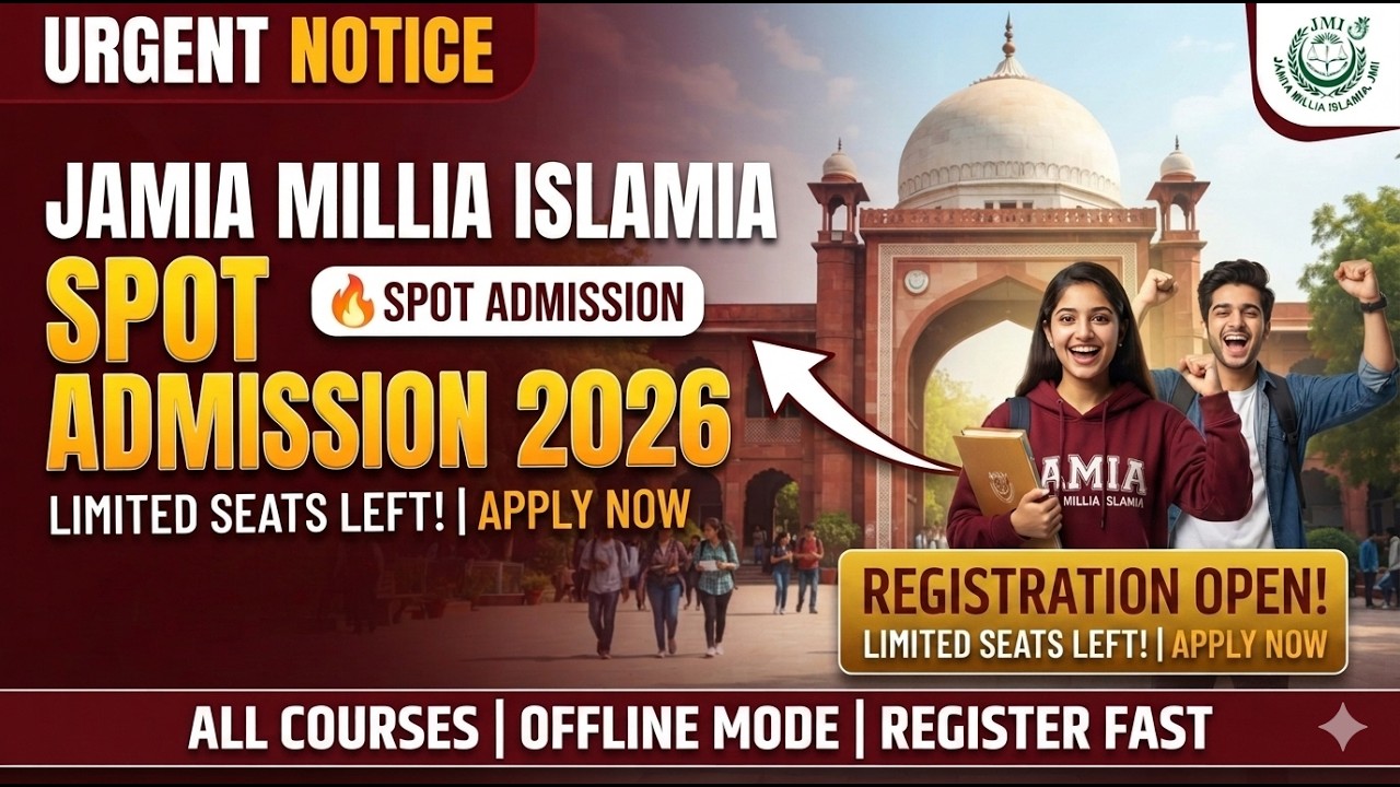 Jamia Spot registration 2026:Naya notice aaya | Jamia Millia Islamia University Spot Admission 2026