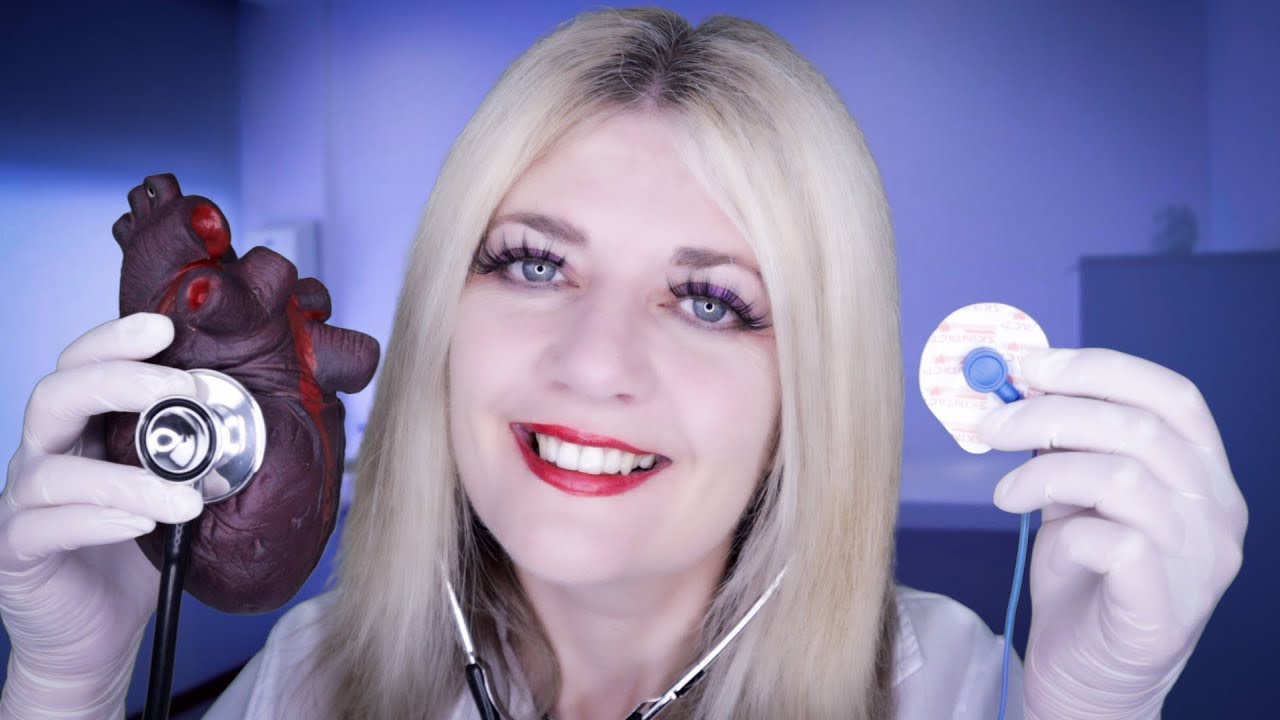 ASMR Cardiology Exam & ECG - Stethoscope, Blood Pressure, Latex Gloves, Sticky Pads, Typing, ECG