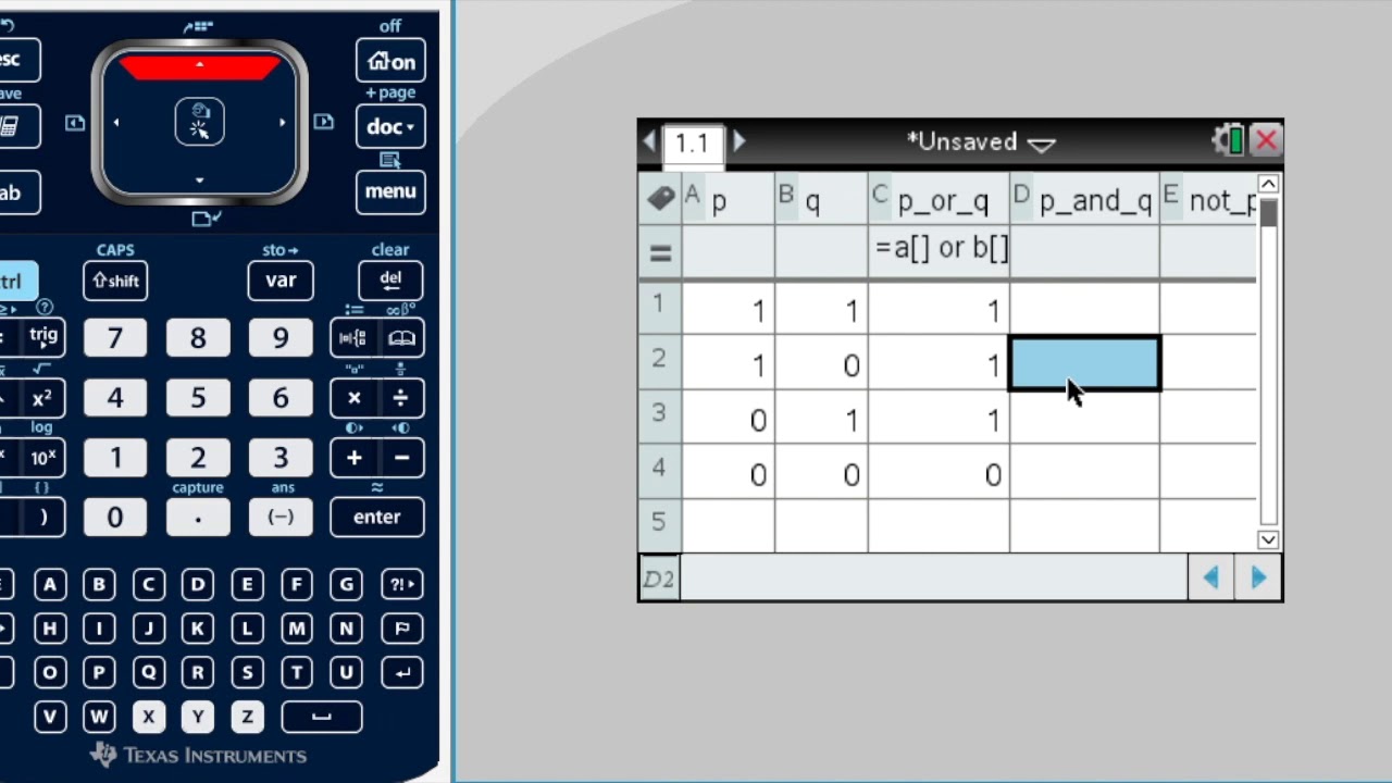 TI-Nspire: Truth Tables