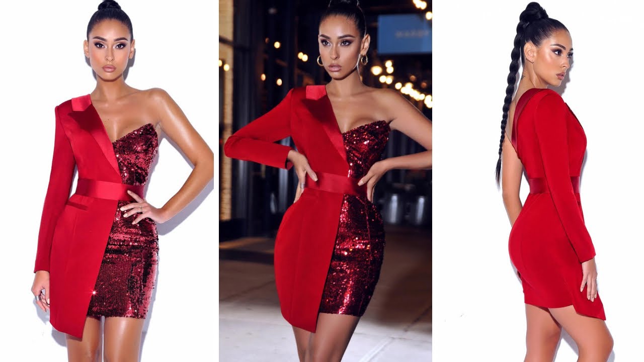 ONE SHOULDER BLAZER DRESS / PATTERN AND SEWING TUTORIAL #diyblazerdress