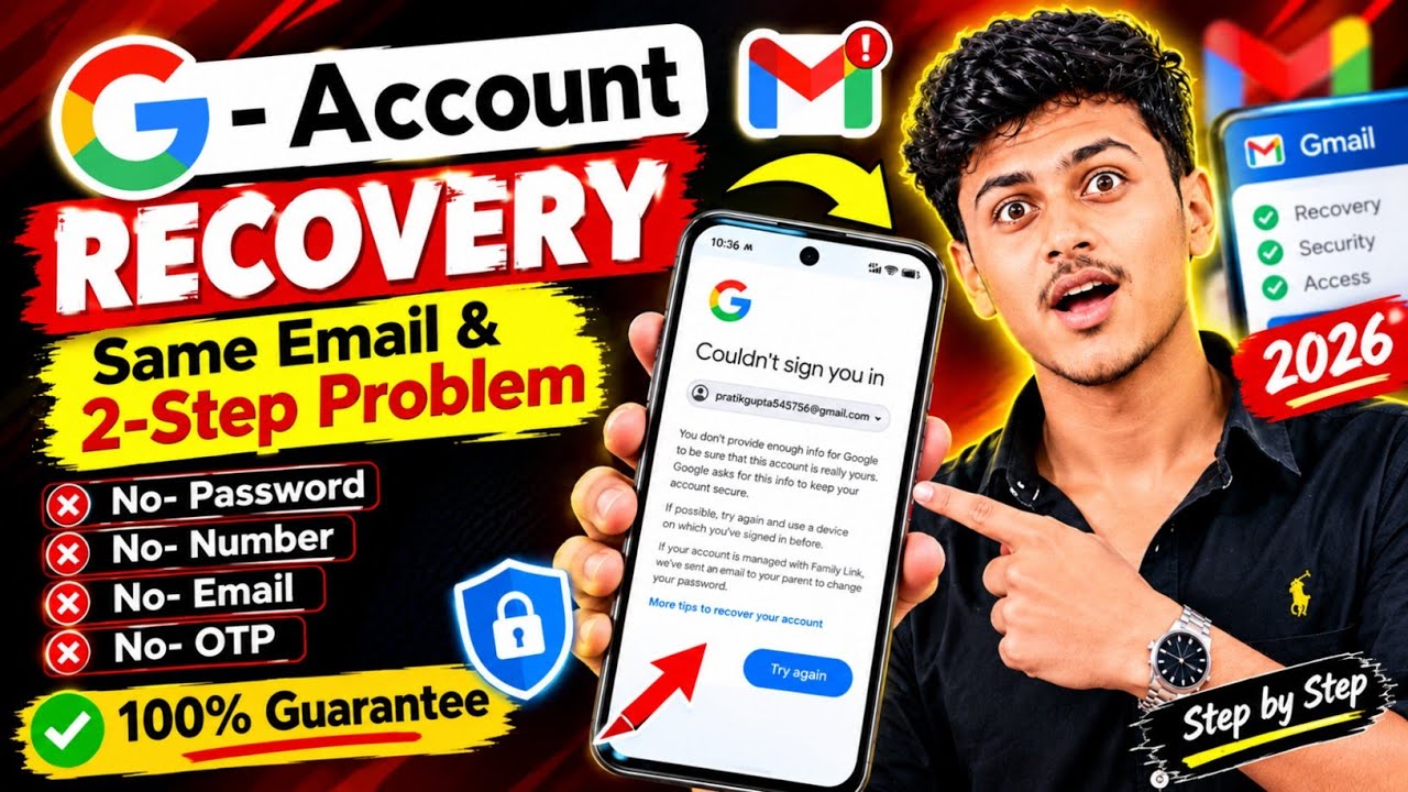 Gmail Account Recovery 2026 | 2-Step verification code & Couldn't sign you in | Same Email OTP issue