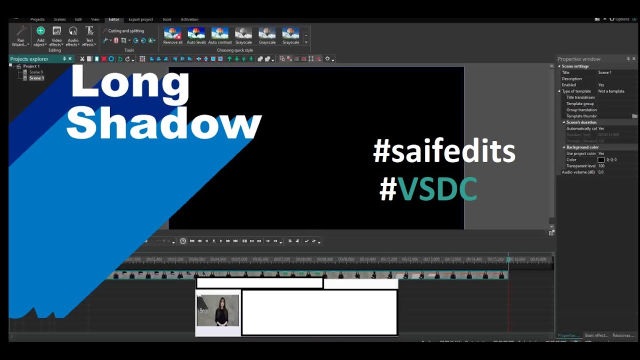 How to create long shadow effect 2D & 3D with animation | VSDC tutorials | Saif edits