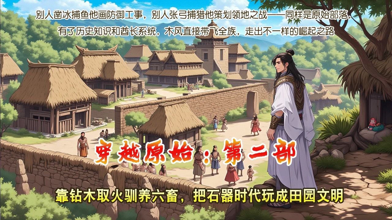 穿越原始：第二部。我的部落點滿文明樹。別人鑿冰捕魚他畫防禦工事，別人張弓捕獵他策劃領地之戰——同樣是原始部落，有了歷史知識和酋長系統，木風直接帶飛全族，走出不一樣的崛起之路。#穿越 #原始森林