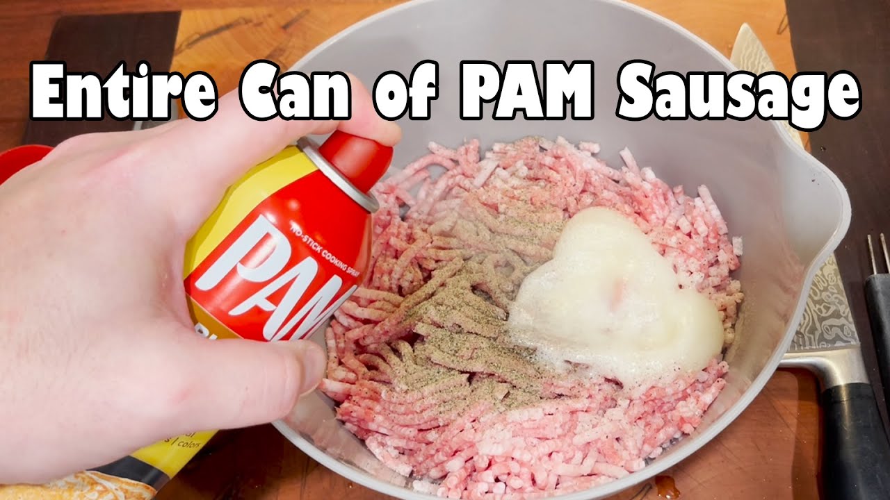Выгрузка целой банки сосисок-спреев PAM