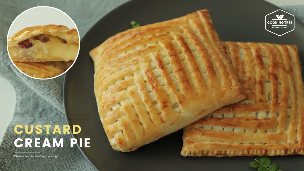 커스터드 크림 파이 만들기 : Custard Cream Pie Recipe : カスタードクリームパイ | Cooking tree