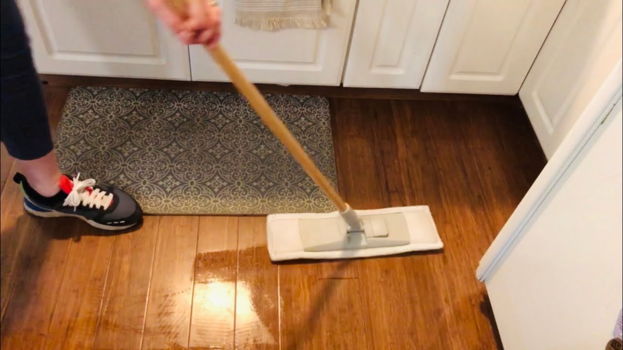 ASMR cleaning/mopping wood floors with soft cloth mop (a special request)