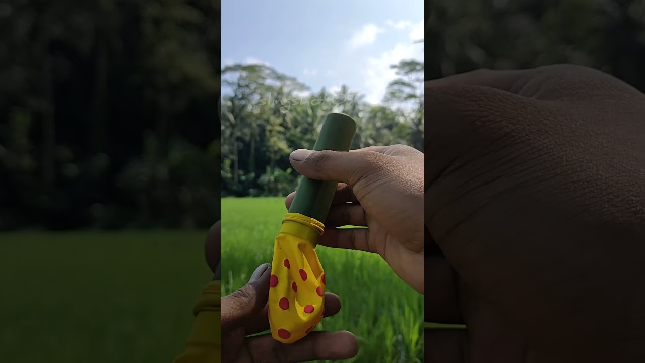 unique slingshot made of bamboo and balloons #slingshot #diyslingshot #diy #bamboocrafts