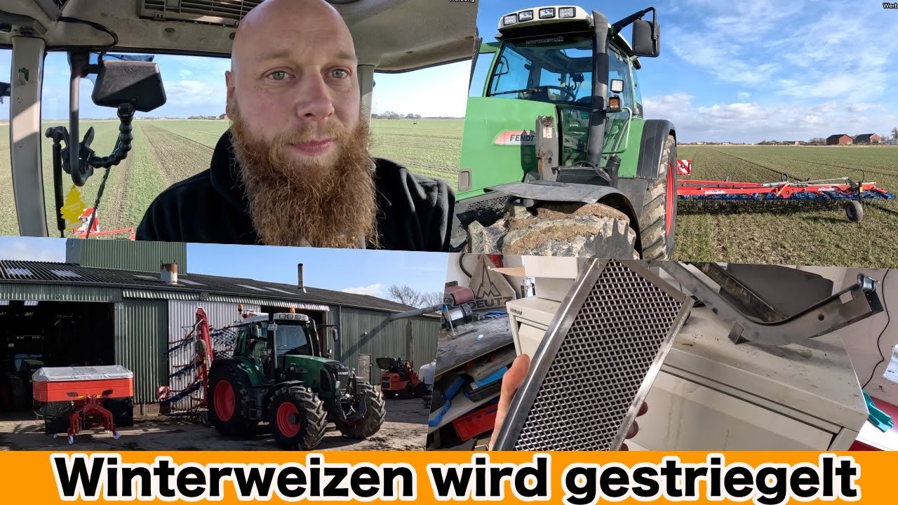 FarmVLOG#762 - Nun striegeln wir den Winterweizen / Fendt 415 bekommt LED Fahrscheinwerfer
