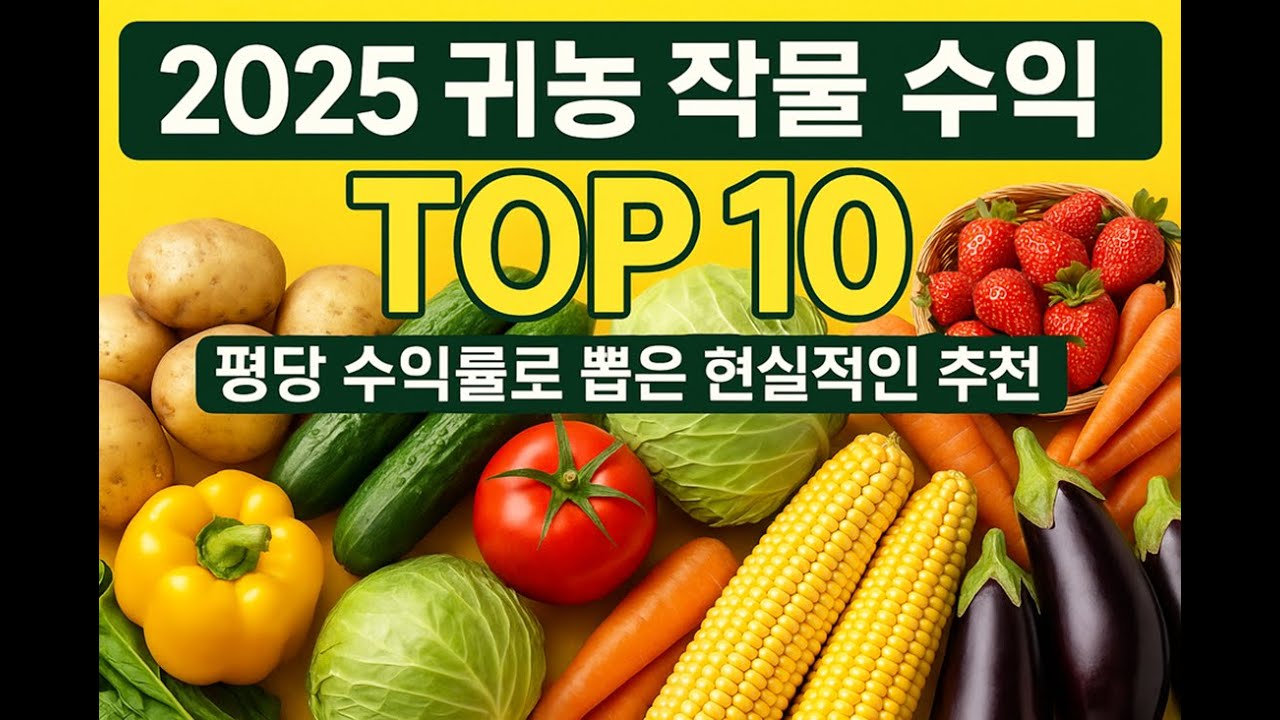 2025 귀농 작물 수익 TOP10, 평당 수익률로 뽑은 현실적인 추천 작물#귀농작물추천 #2025귀농 #고수익작물 #귀농성공 #농사추천 #귀촌생활 #평당수익 #농업창업