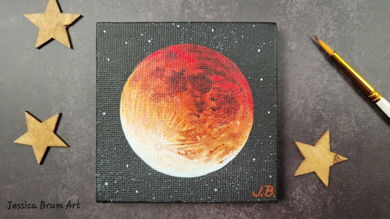 How To Paint A Blood Moon / Lunar Eclipse / Acrylic Painting Tutorial for Beginners