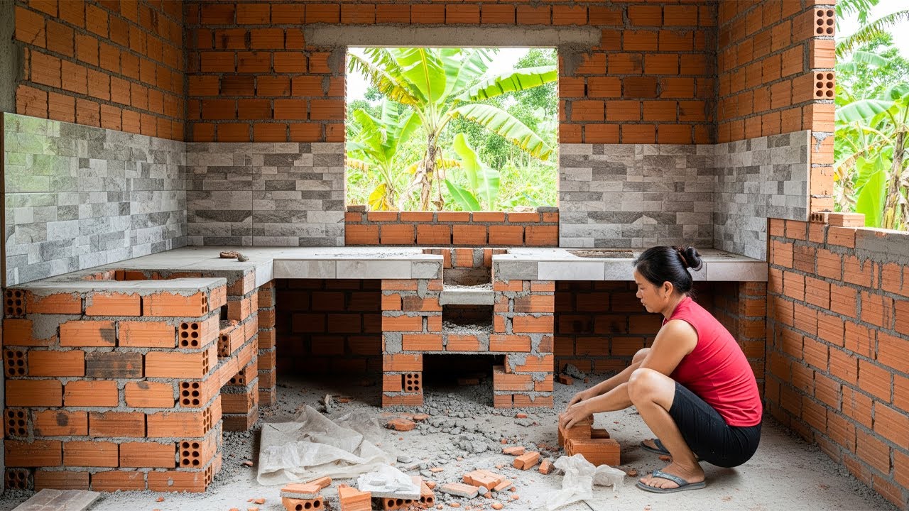 Timelapse: Building Kitchen & Bathroom for Dream Wooden House in 129 Days