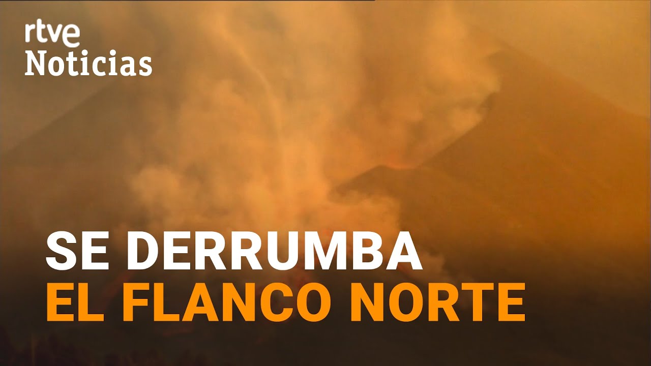 VOLCÁN de LA PALMA: El flanco norte SE DERRUMBA y la LAVA ARRASA más construcciones I RTVE Noticias