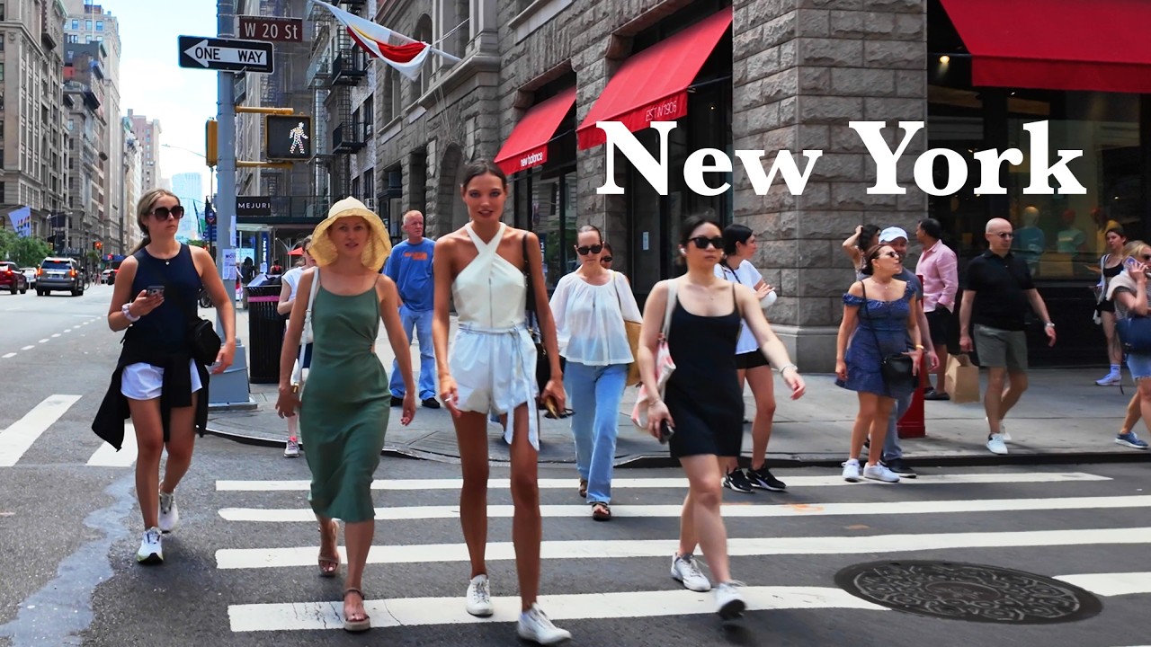 NYC Hot Summer Walk in Manhattan: Caffè Panna Ice Cream, Union Square Farmers Market, June 2024/4k